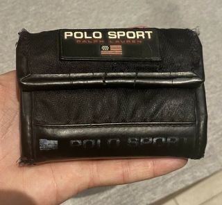 Vintage 90s Ralph Lauren Polo Sport Black Trifold Wallet Rare