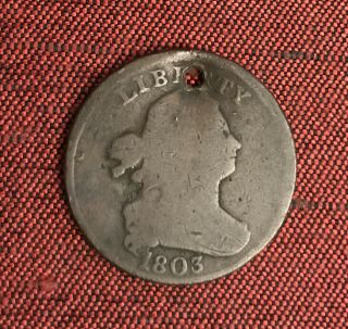 1803 Draped Bust Half Cent Rare Coin Holed Ideal World Class Pendant