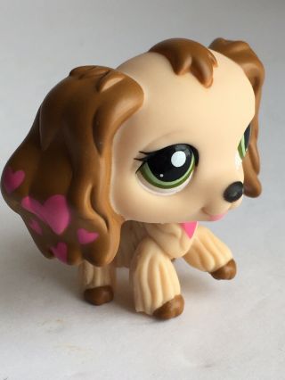 Littlest Pet Shop Rare Pink Heart Cream Color Green Eyed Cocker Spaniel Dog 1963