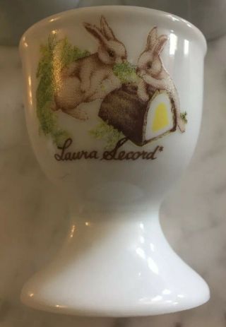 Laura Secord Egg Cups Vintage Easter Rare Set Of 6 Cute Bunnies