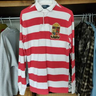 Vintage Polo Ralph Lauren Long Sleeve Rugby Shirt Sz S Striped Crest Rare Usa 90