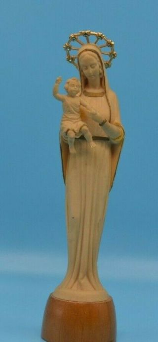 Vtg Virgin Mary Sacred Mother Baby Jesus Figurine Italy 7in Statue Plastic Rare