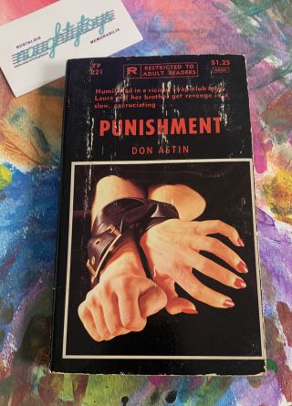 Don Astin Punishment 1969 Erotica Rare 60’s Softcover Book Oop Adult Readers