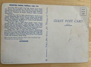 1953 Edmonton Eskimos Giant Postcard Rare Vessels Darrell Royal CFL Football 2