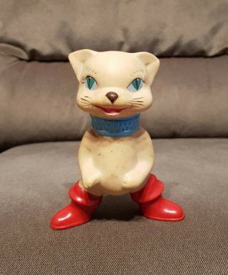 1960 Vintage Romanian Rubber Squeaky Toy Aradeanca - Puss In Boots - Rare
