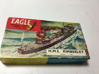 Hms Kimberley 1/1200 Ship Model Kit Eagle Plastic Kit Rare 1950s Kit All Complet