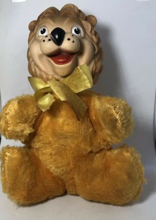 Vintage My Toy Co.  Plush Stuffed Lion Rubber Face Funny Eyes Rare Collectible 8 "