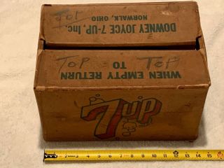 Rare Vintage 1948 7 - Up Wax Cardboard Soda Bottle Carton Box Carrier Crate Sign