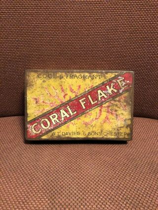 Rare Old Vintage Antique Cigarette Tobacco Tin Davies Coral Flake W.  T.  Davies