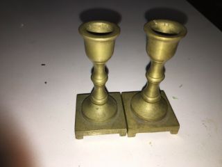 Shabbat Travel Candlesticks Rare 19th Century Russian Judaica Brass Miniature