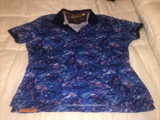 Rare Robert Graham Mens Paisley Cotton Polo Shirt Blue Red Purple Size 2xl