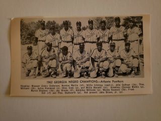 Atlanta Panthers Negro League Champs 1962 Baseball Team Picture Rare