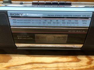 Vintage 90s SONY AM/FM Stereo Cassette - Corder CFS - 210 Sound Rider BLUE,  rare 2