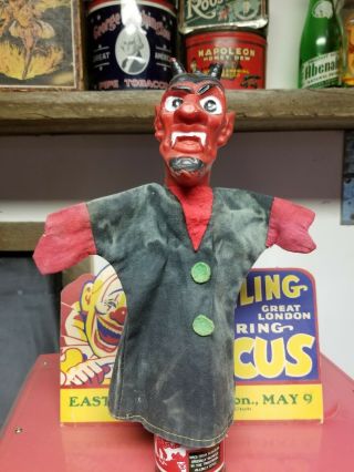 Vintage Hand Puppet Red Devil Rubber Head Fabric Body Satan Very Rare
