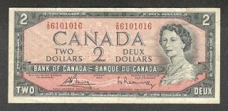 1954 Radar $2.  00 6101016 Rare 3 - Digit Key Bank Of Canada Qeii Two Dollars