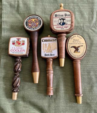 5 Vintage Beer Wood Tap Handles - Rare - Old English,  Penn,  Classic,  Yuengling,
