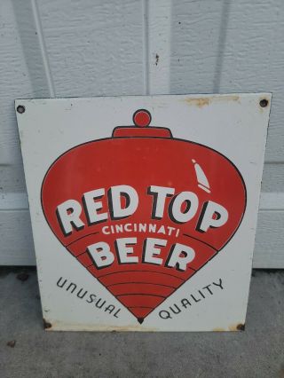 Vintage Red Top Beer Porcelain Sign (rare) 1940 
