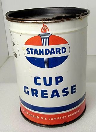 Rare Vintage Standard Cup Grease 1lb Metal Can (empty Can)