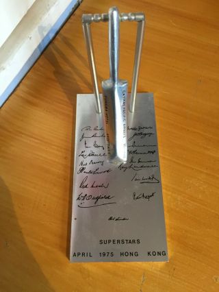 1975 Rare Superstars Cricket Tournament Bat / Stumps Hong Kong By Rothmans