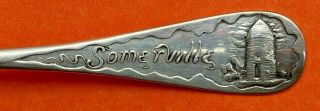 Rare Somerville Massachusetts Stone Tower Sterling Silver Souvenir Spoon