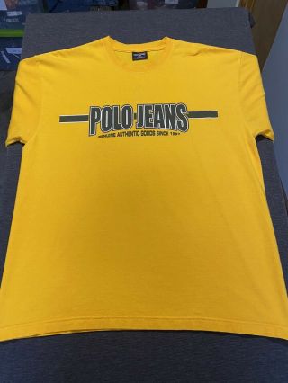 Vtg 90s Polo Jeans Ralph Lauren T Shirt Men’s Large L Yellow Vintage Rare