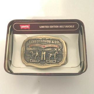 LEVI STRAUSS & CO.  BELT BUCKLE LIMTED EDITION W/RED BANNER HTF RARE 2