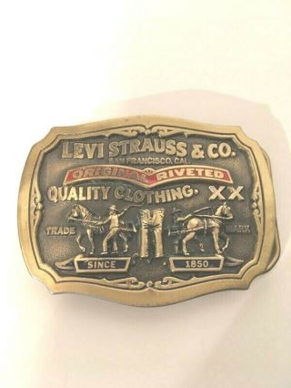 LEVI STRAUSS & CO.  BELT BUCKLE LIMTED EDITION W/RED BANNER HTF RARE 3