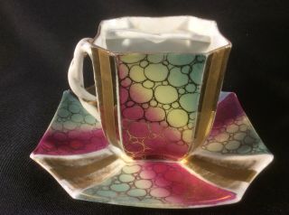 Vintage Mustache Cup And Saucer Art Deco Rare
