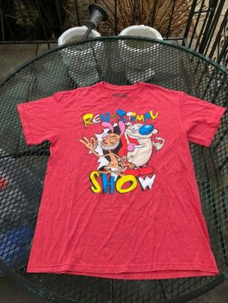 Vintage Rare Red Ren And Stimpy Show T - Shirt Nick Throwback 90 