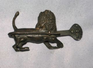 Rare Chinese old style Brass Carved lion lock and key 3