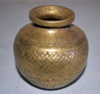 Antique India Brass Rare Hand Carved Hindu God Pooja Holy Water Ganga Jal Pot 2