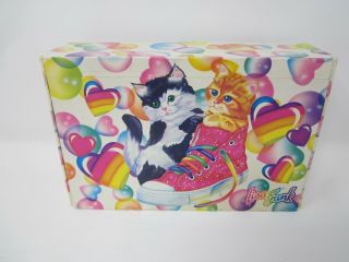 Rare Vtg 1990 Lisa Franks Cardboard Pencil Case School Box Cats Shoe Balloon
