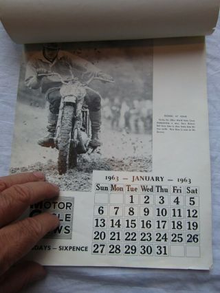VERY RARE MOTOR CYCLE NEWS PICTORIAL CALENDAR 1963 2
