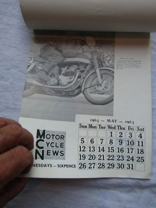 VERY RARE MOTOR CYCLE NEWS PICTORIAL CALENDAR 1963 3
