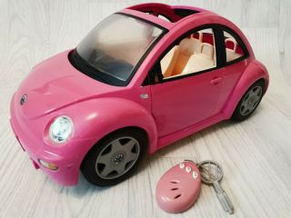 Rare Vintage Retro Mattel Barbie Doll Hot Pink Vw Volkswagen Beetle Car & Key