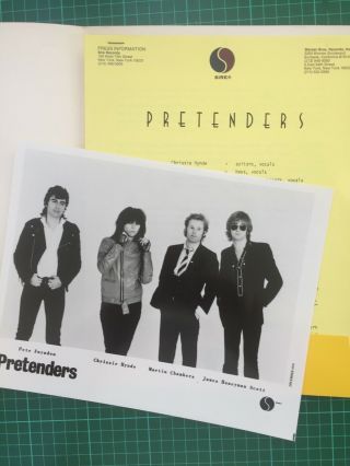 Pretenders 1st Debut Rare Vintage 1979 U.  S Press Kit Bio & 8x10 Photo