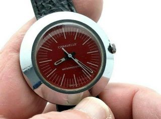 1973 Caravelle Bulova Rare Red Dial 40mm Hand Wind Waterresistant Divers Runs