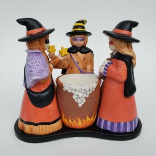 Yankee Candle Halloween Tealight Candle Holder Voltive Rare 3 Witches Cauldron