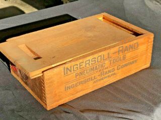 Vintage Ingersoll - Rand Pneumatic Tools Rare Wood Advertising Crate / Box
