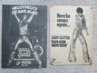 17 Gary Glitter Band Rare Press Cutting Poster Adverts 1970 