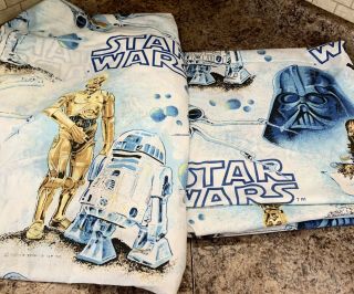 Star Wars Twin Flat & Fitted Bed Sheet 1977 Vintage Rare 70s