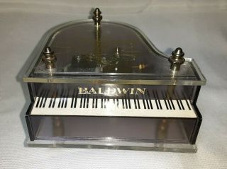 Vintage Rare Liberace Baldwin Grand Piano Musical Jewelry Box Clear Lucite Top