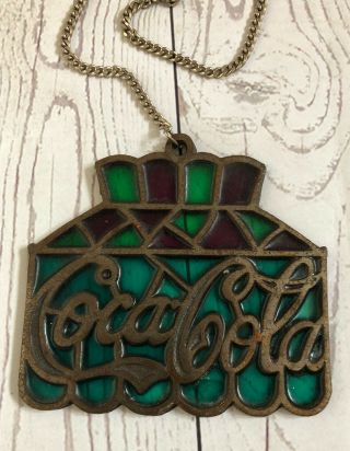 Vintage Rare Coca Cola Stain Glass Hanging Plaque Green Red,  Drinks,  Man Cave 3