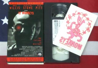 12 Monkeys (vhs,  1995,  W/ Sticker) Bruce Willis,  Brad Pitt,  Sci Fi Video Rare