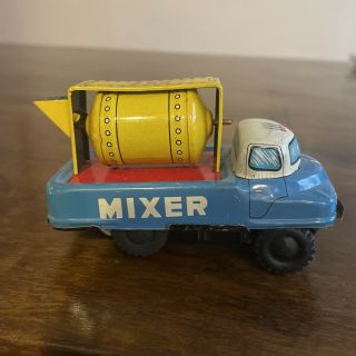 Rare Antique Vintage Haji / Japan Vintage Tin Cement Mixer Toy Car 4in Long