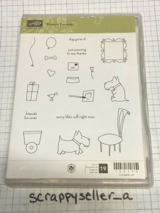 Stampin Up Cling Stamp Set Friends Fur - Ever.  Very Rare