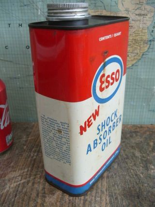 VERY RARE VINTAGE OLD ESSO SHOCK ABSORBER 1 QUART OIL TIN CAN BP SHELL 2