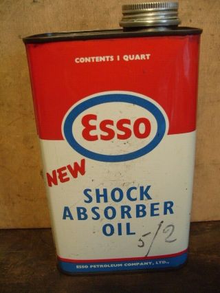 VERY RARE VINTAGE OLD ESSO SHOCK ABSORBER 1 QUART OIL TIN CAN BP SHELL 3