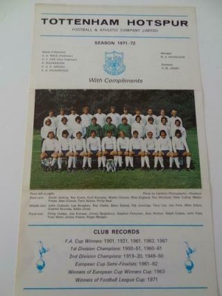 Tottenham Hotspur Fc Spurs 1971 - 72 Rare Autograph Sheet