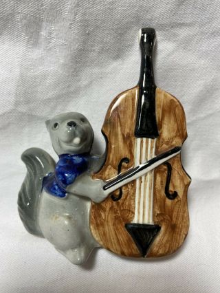 Bretby Art Pottery Woodville.  Squirrel Fiddle From Animal Band 10cm 1950,  S Rare